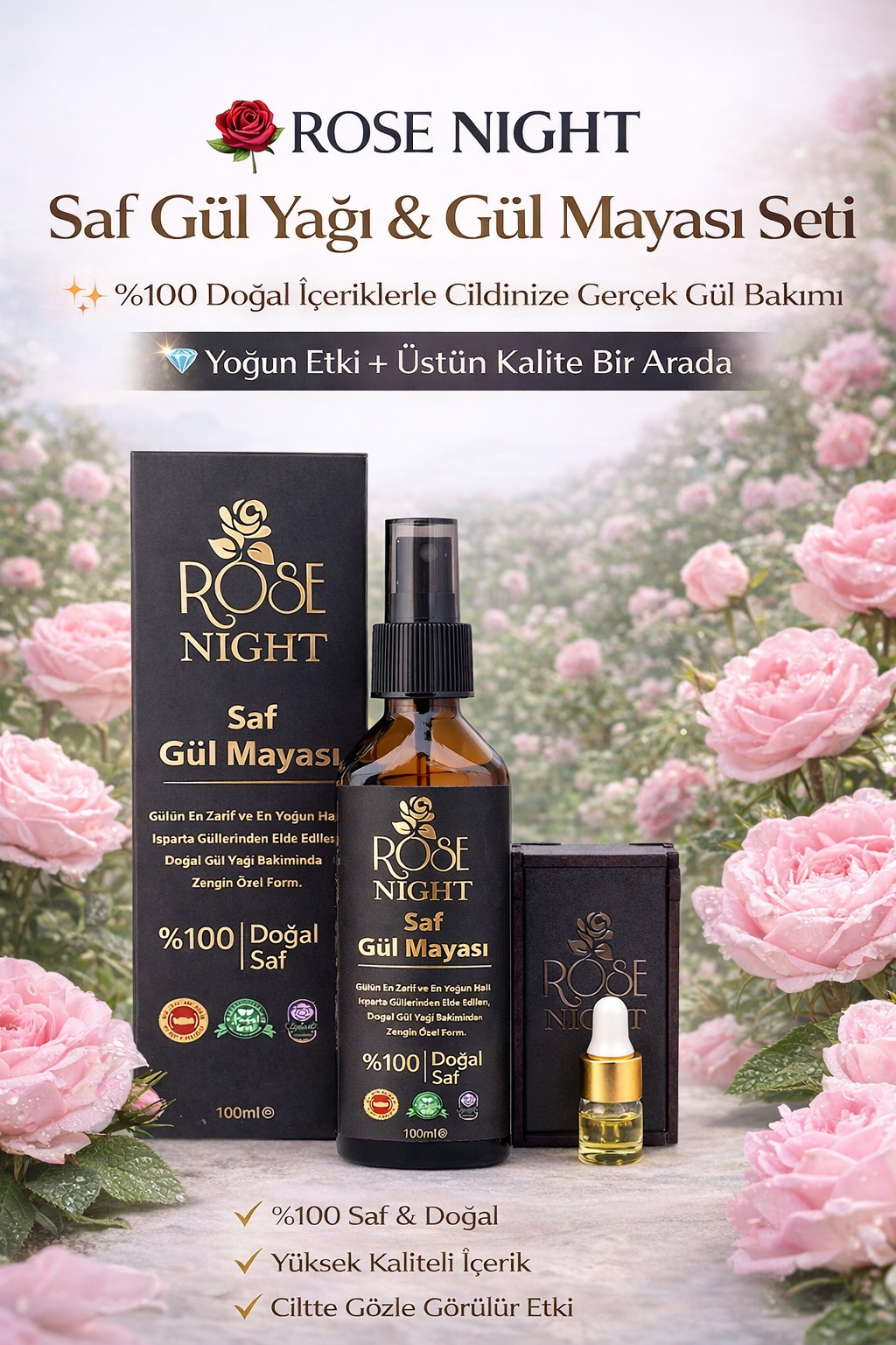 Intensive Rose Oil Package | Rose Oil 1 GR and Rose Yeast 100 ML