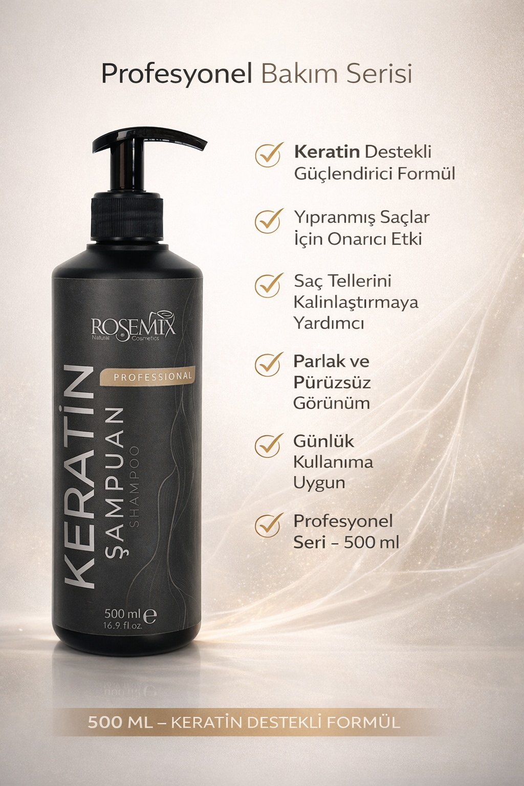Rose Night Keratin Şampuan 500ml şişe ürün görseli