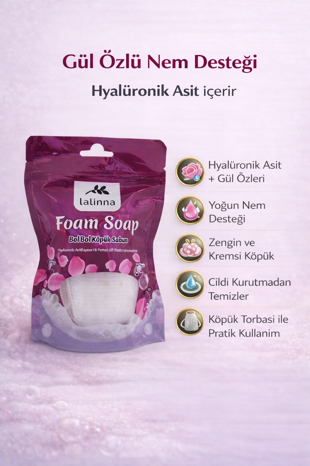 Gül ve Hyalüronik Asitli Lifli Sabun