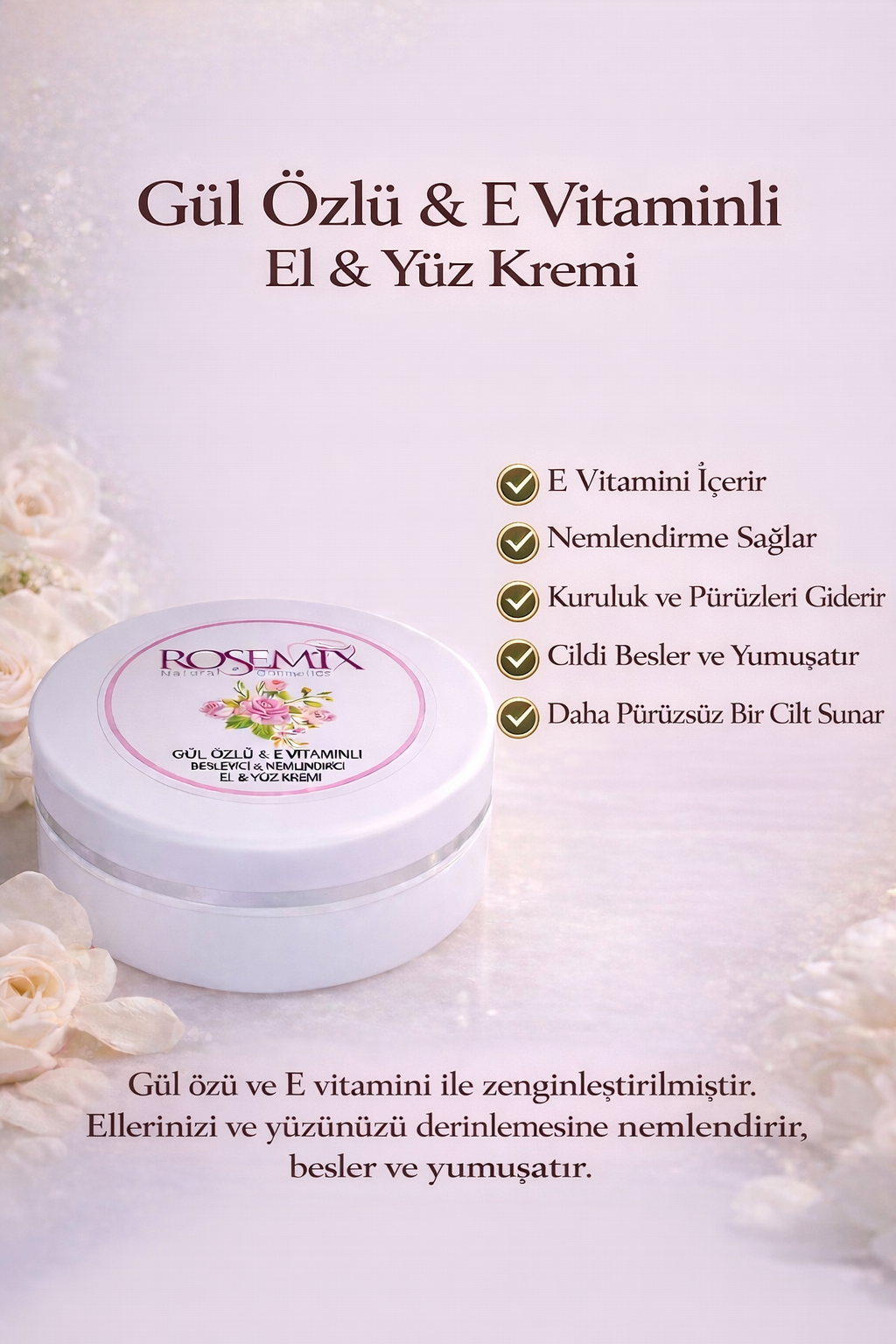 Rose Extract Vitamin E Hand and Body Cream (150 grams)